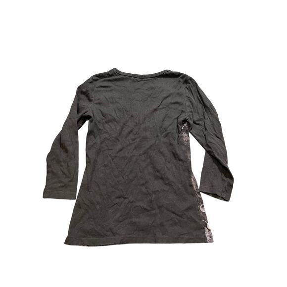 Blue Canyon 100% Cotton Y2K Grunge Embellished Floral Graphic‎ Brown Fitted Tee - Picture 7 of 10